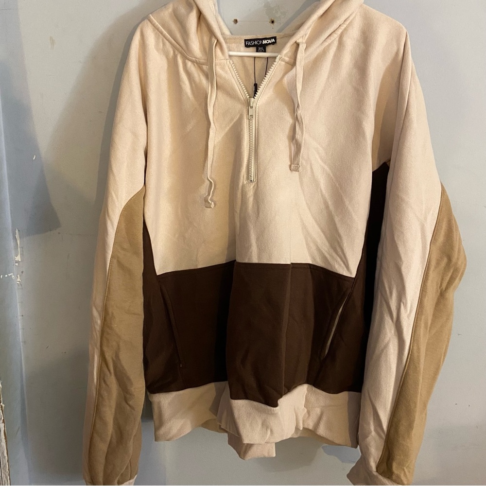 Fashion Nova Colorblock Quarter Zip Hoodie